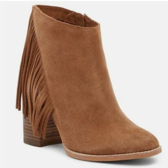 Arturo Chiang Reiden Fringe Ankle Boot, Brown Suede Size 8.5 - Picture 1 of 10